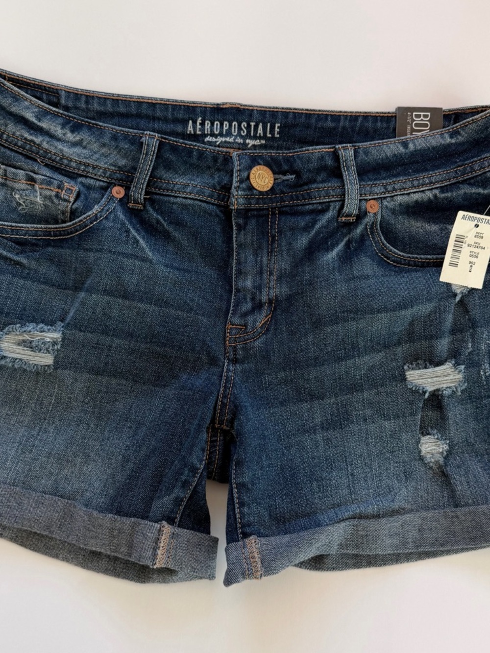 Boyfriend Fit Dark Blue Denim Shorts